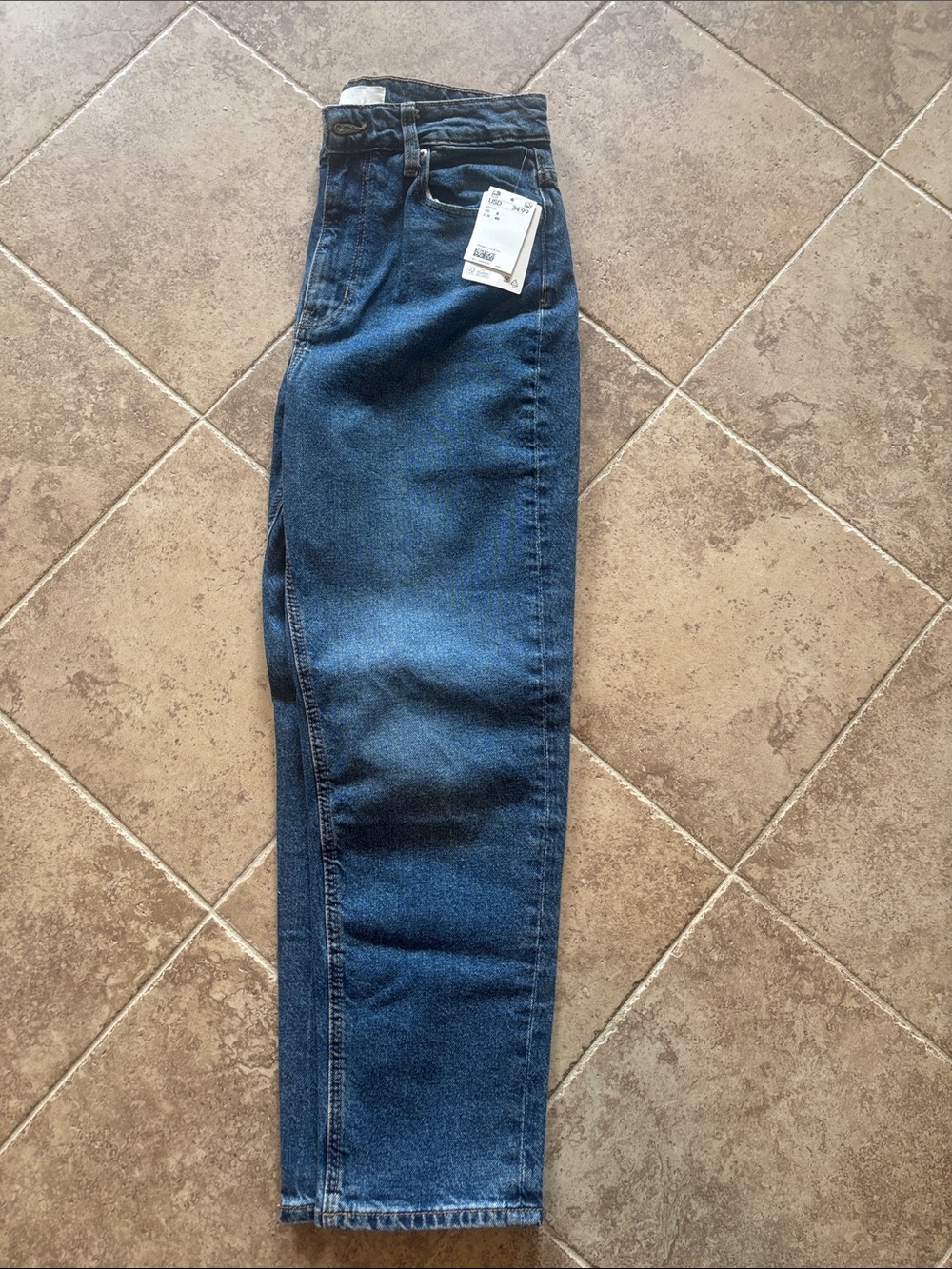 NWT H&M Straight-Leg Women's Jeans in Dark Blue Denim - Picture 2 of 7